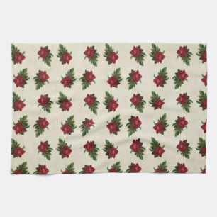 Linge De Cuisine Motif papier peint Rose rouge