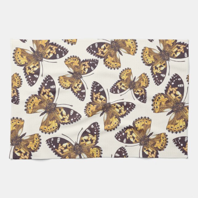 Linge De Cuisine Motif papillon de femme peinte (Horizontal)