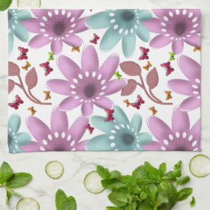 Linge De Cuisine Motif papillon floral sans couture Rose et menth