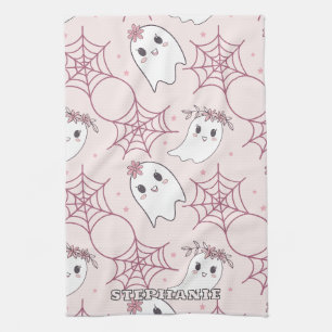 Linge De Cuisine Motif pastel rose fantôme Halloween Kawaii