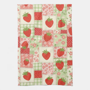 Linge De Cuisine Motif Patchwork de Pique-Nique aux Fraises Vintage