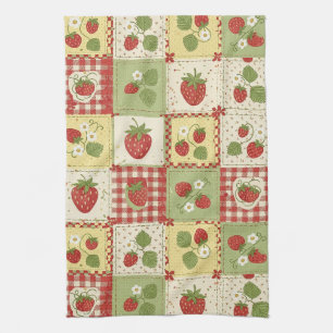 Linge De Cuisine Motif Patchwork Vintage de Fraise Cottagecore