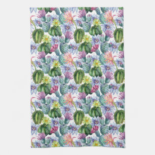 Linge De Cuisine Motif peint à la main de cactus d'aquarelle