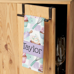 Linge De Cuisine Motif personnalisé de cupcake lavande sarcelle