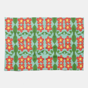 Linge De Cuisine Motif personnalisé de fleurs et de feuilles d'art 