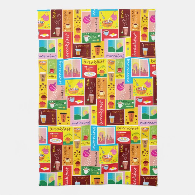 Linge De Cuisine Motif petit déjeuner fantaisiste (Vertical)