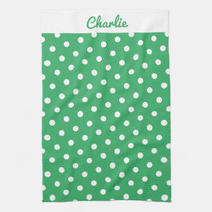Linge De Cuisine Motif Points Verts Personnalisé Élégant