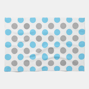 Linge De Cuisine Motif pois bleu et gris