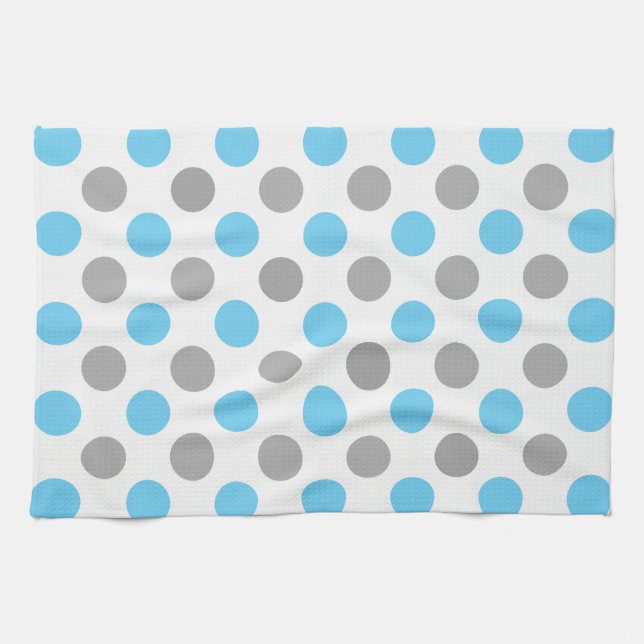 Linge De Cuisine Motif pois bleu et gris (Horizontal)