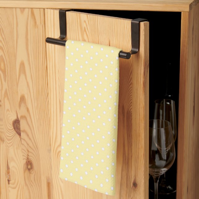 Linge De Cuisine Motif pois jaune pastel (Pliage en tiers)