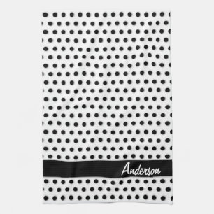 Linge De Cuisine Motif Polkadot noir encre