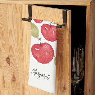 Linge De Cuisine Motif pomme aquarelle peinte à la main