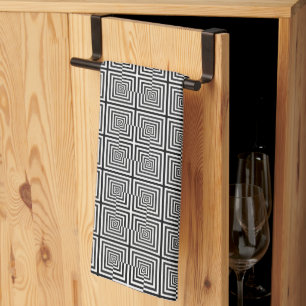 Linge De Cuisine Motif psychédélique en carrés noir et blanc rétro