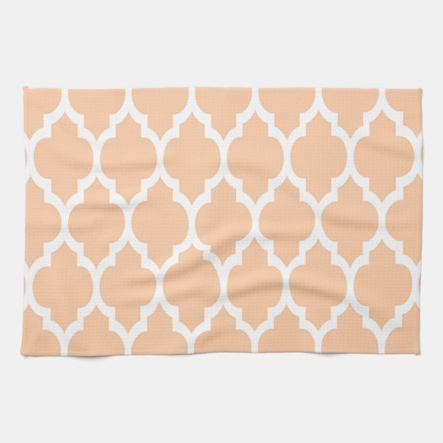 Linge De Cuisine Motif Quatrefoil Marocain blanc #4 (Horizontal)