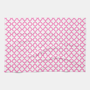 Linge De Cuisine Motif Quatrefoil rose chaud