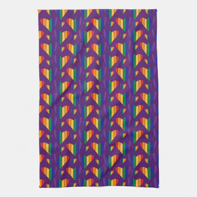 Linge De Cuisine Motif Rainbow Hearts (Vertical)