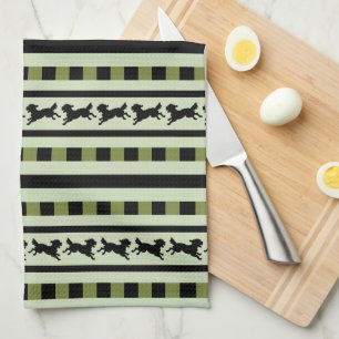 Linge De Cuisine Motif rayé de chien joueur