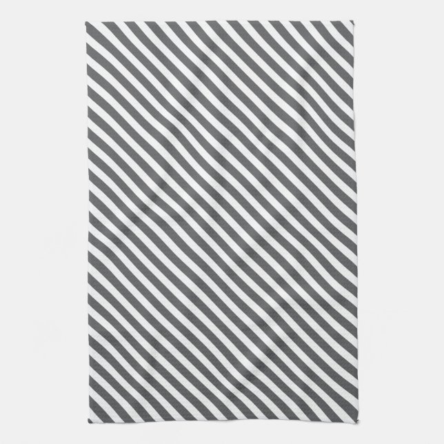 Linge De Cuisine Motif rayé gris et blanc (Vertical)