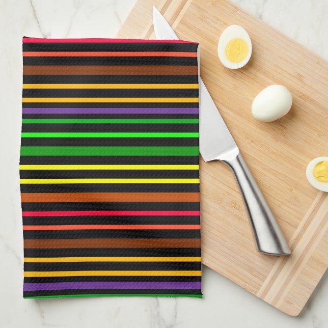 Linge De Cuisine Motif rayé multicolore (Quart Plié)