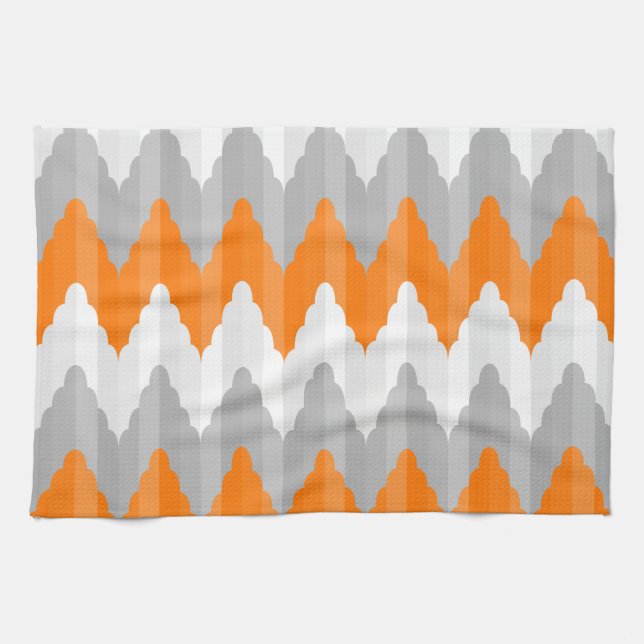 Linge De Cuisine Motif rayé orange et gris moderne de Chevron (Horizontal)