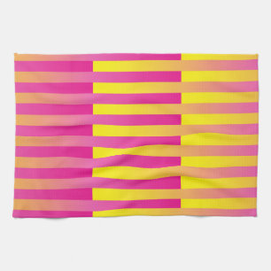 Linge De Cuisine Motif rayé rose jaune orange