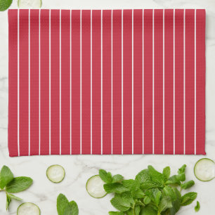 Linge De Cuisine Motif rayure fine rouge blanc