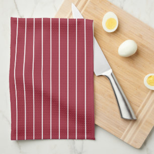 Linge De Cuisine Motif rayure fine rouge Bourgogne blanc