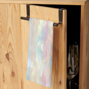 Linge De Cuisine Motif rayures iridescentes scintillantes couleurs 