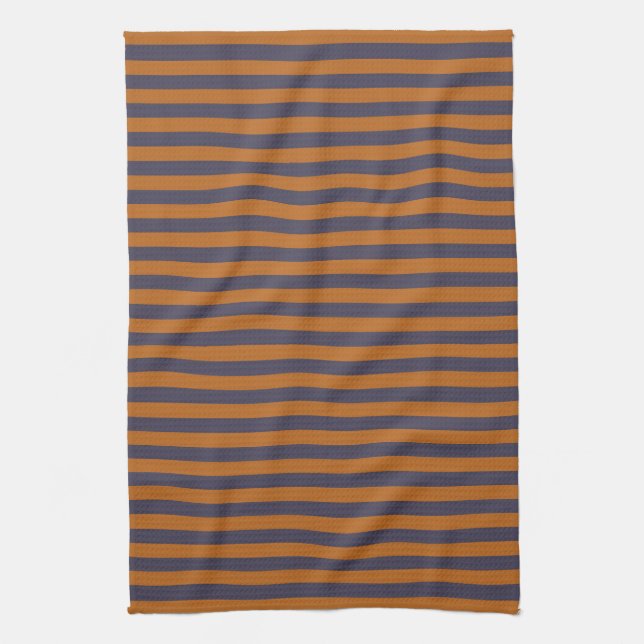 Linge De Cuisine Motif Rayures Orange Violet (Vertical)