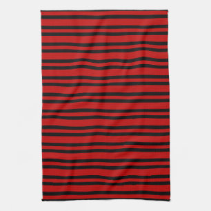 Linge De Cuisine Motif Rayures Rouge Noir