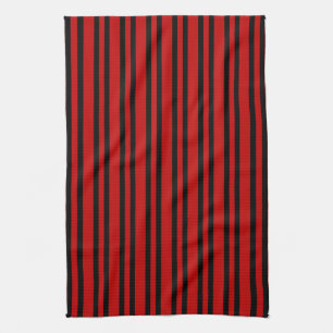 Linge De Cuisine Motif rayures rouges noires