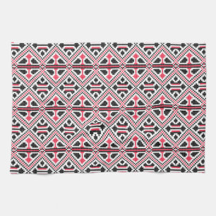 Linge De Cuisine Motif rétro à point rouge et noir