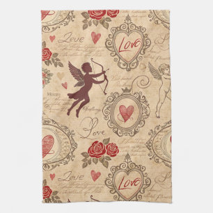 Linge De Cuisine Motif romantique de vintage Cupid (3)