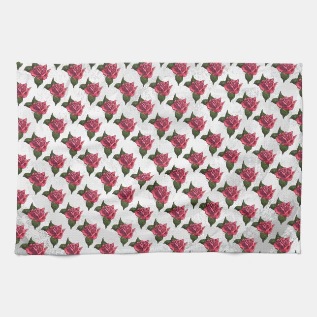 Linge De Cuisine Motif rose (Horizontal)