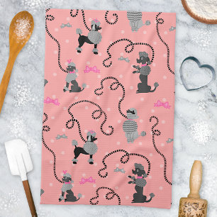 Linge De Cuisine Motif rose de jupe de caniche rétro et noir de le