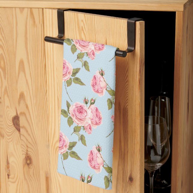 Linge De Cuisine Motif rose et Pois (Pliage en tiers)