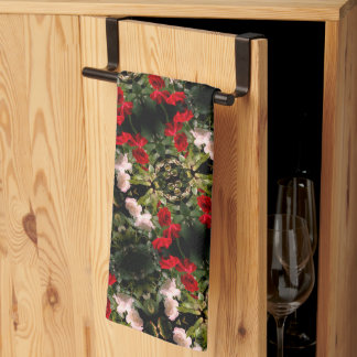 Linge De Cuisine Motif Rose Rouge Et Blanc