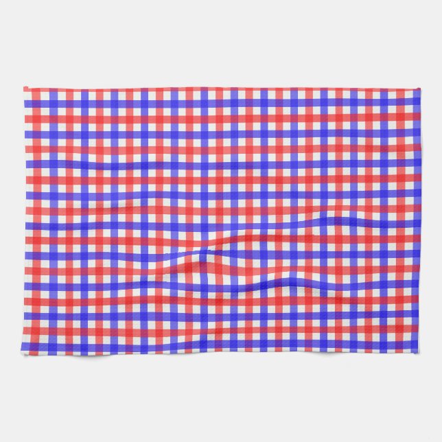 Linge De Cuisine Motif rouge bleu En vichy (Horizontal)
