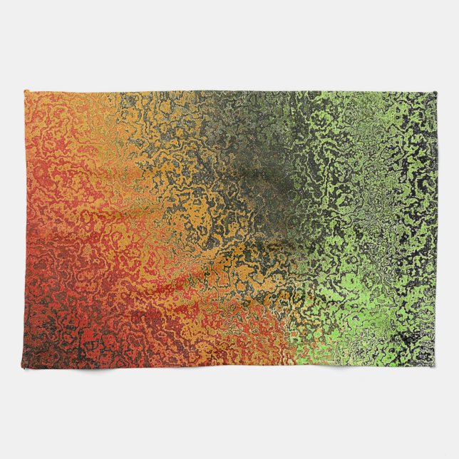 Linge De Cuisine Motif rouge de vert et d'or (Horizontal)