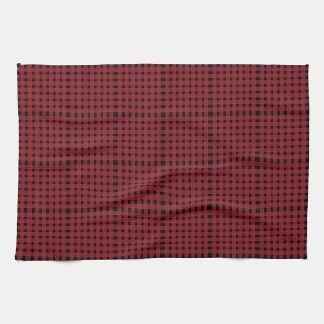 Linge De Cuisine Motif rouge noir En vichy plaid (Horizontal)