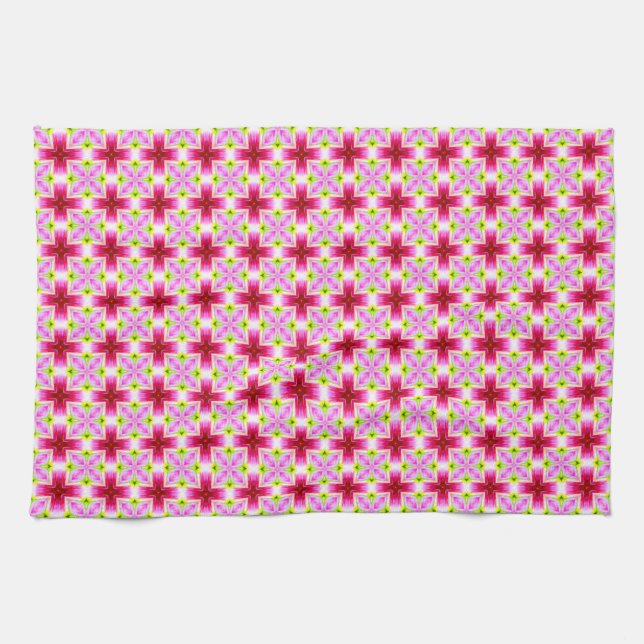 Linge De Cuisine Motif rouge rose (Horizontal)