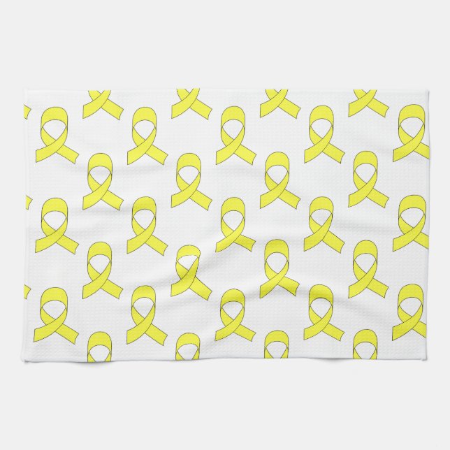 Linge De Cuisine Motif Ruban Jaune (Horizontal)