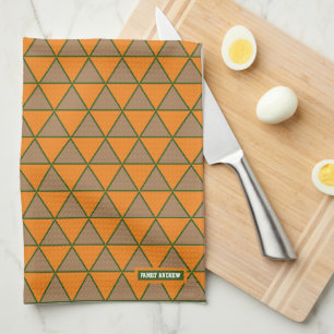 Linge De Cuisine Motif rustique des triangles orange et gris chic