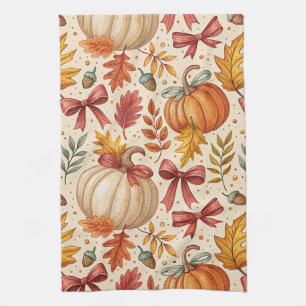 Linge De Cuisine Motif sans couture botanique de citrouille cosy au