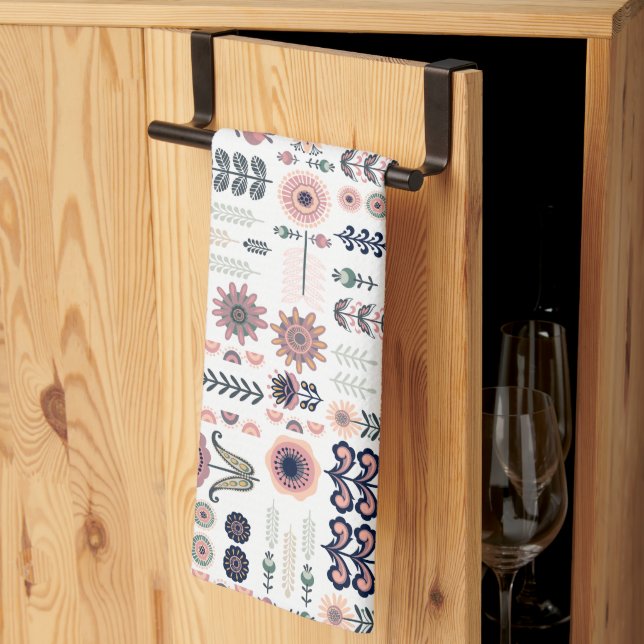 Linge De Cuisine Motif sans couture d'art botanique folklorique (Pliage en tiers)