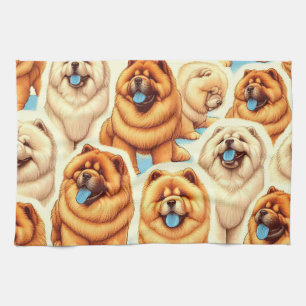 Linge De Cuisine Motif sans couture de Chow-Chow Retro