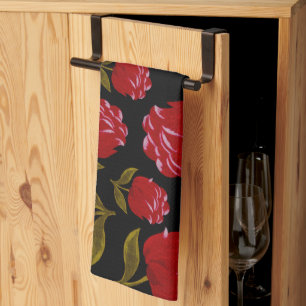 Linge De Cuisine Motif sans couture de roses rouges sur arrière - p