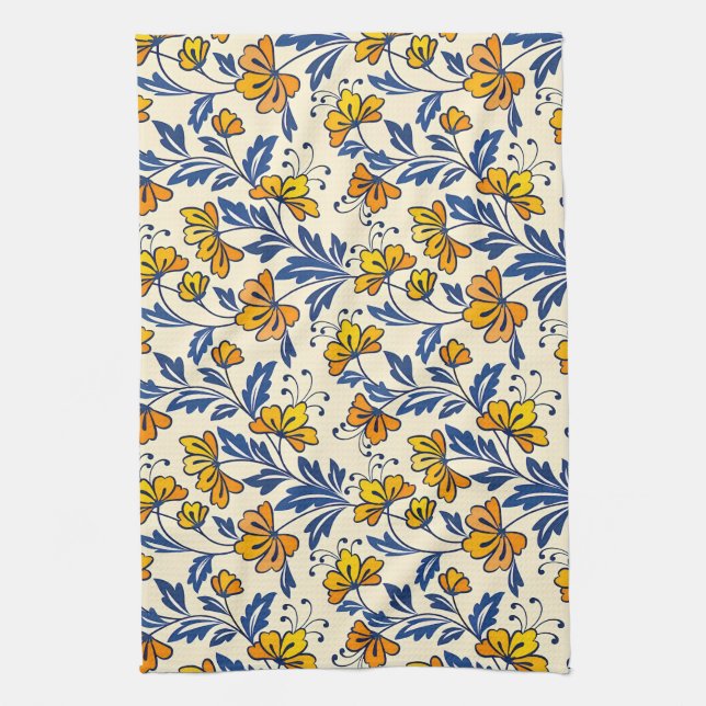 Linge De Cuisine Motif sans couture époustouflant de fleurs et de f (Vertical)