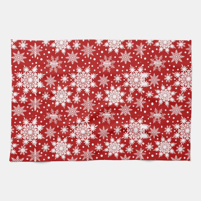 Linge De Cuisine Motif sans couture rouge et blanc (Horizontal)