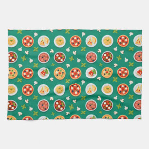 Linge De Cuisine Motif sans couture sur des pâtes de pizza vertes e